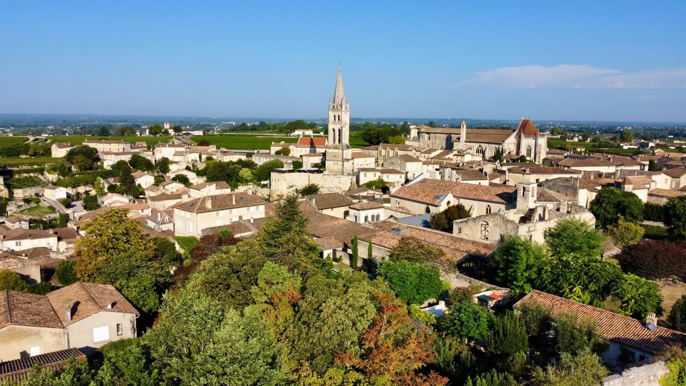Vue aérienne de Saint-Émilion, dans le Bordelais